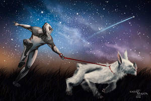 Excalibur going on a night ride with Kubrow