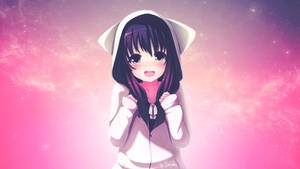 Anime girl with neko hoodie