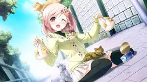 Cute anime girl with kitten~!
