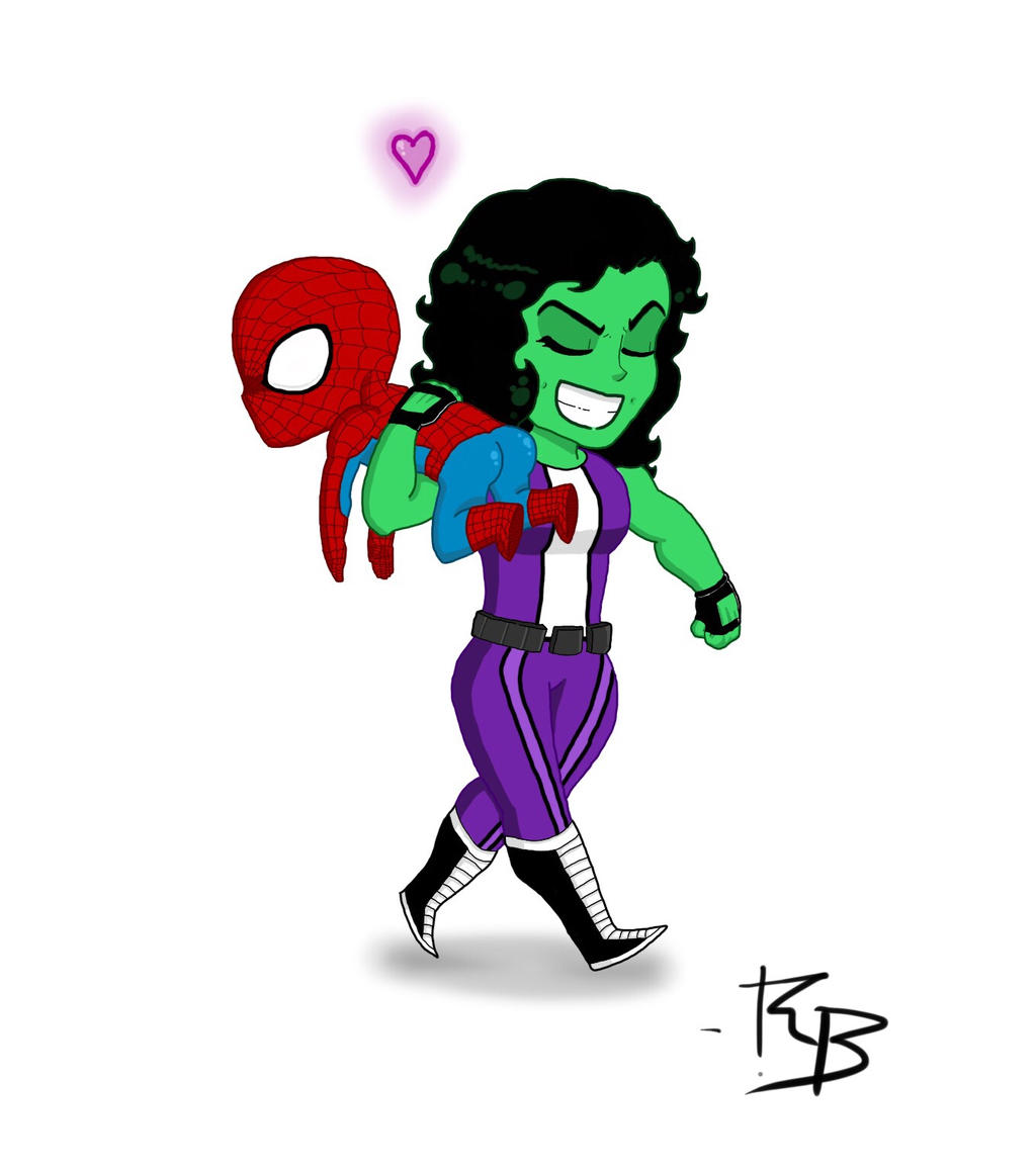 She-Hulk x Spider-Man. 