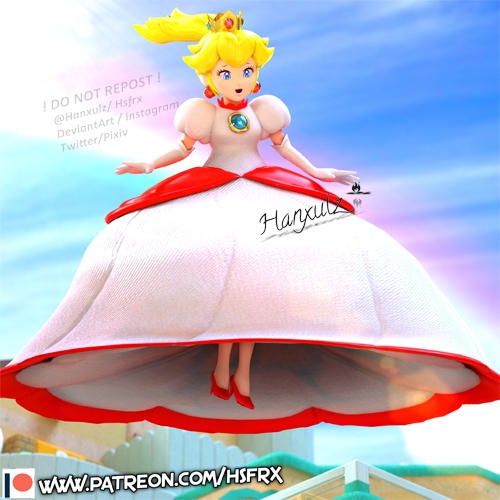 princess peach parachute dress Peach parachuting trail maid!! by