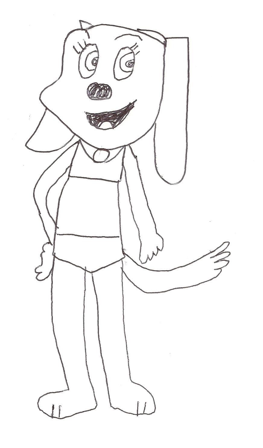 Brandy in a bikini - line drawing