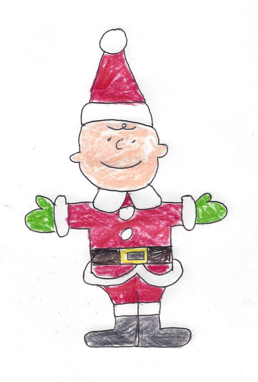 Charlie Brown in a Santa Claus suit