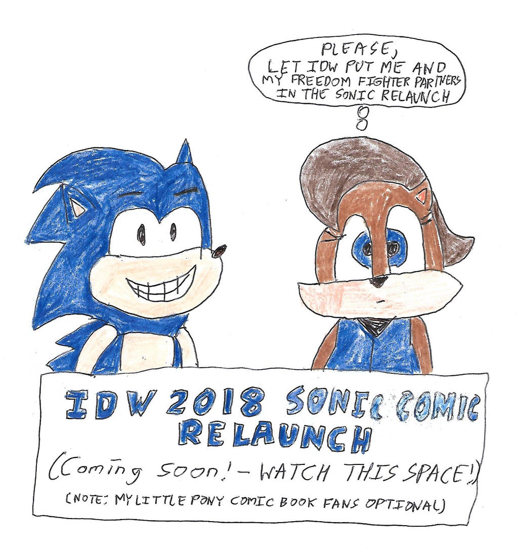 Sonic and Sally - IDW 2018 SONIC RELAUNCH SIGN