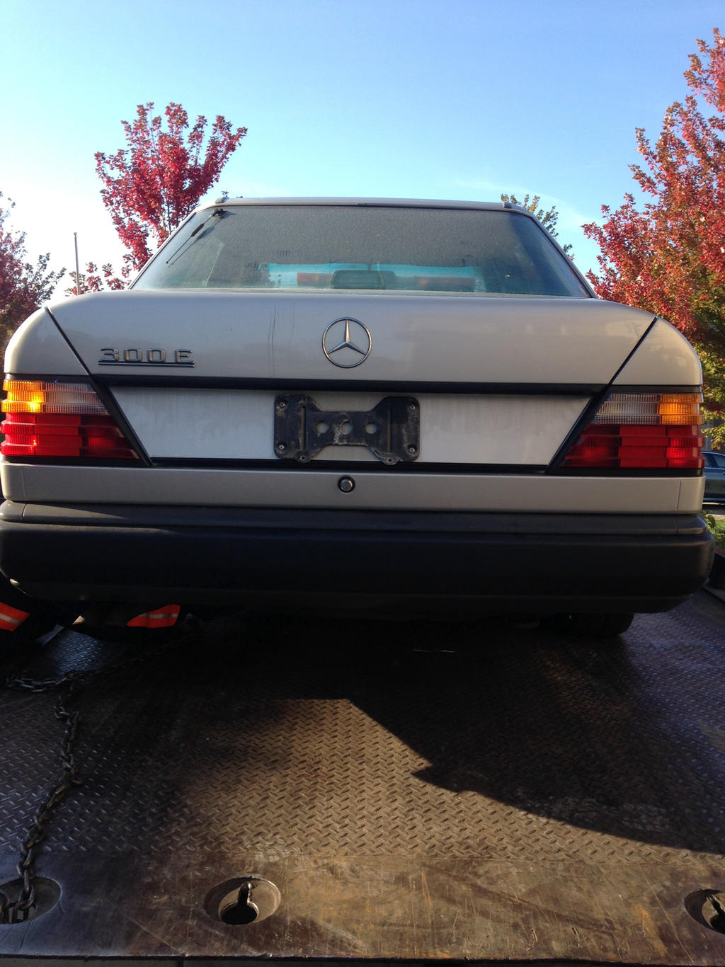 Old Mercedes-Benz car towed away