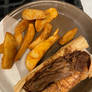 BBQ Beef Sandwich with potato wedges