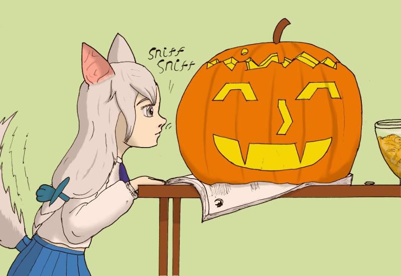 Art Trade: Iya and a Pumpkin