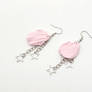 Earrings - Pink Polymer Clay Petals with Stars