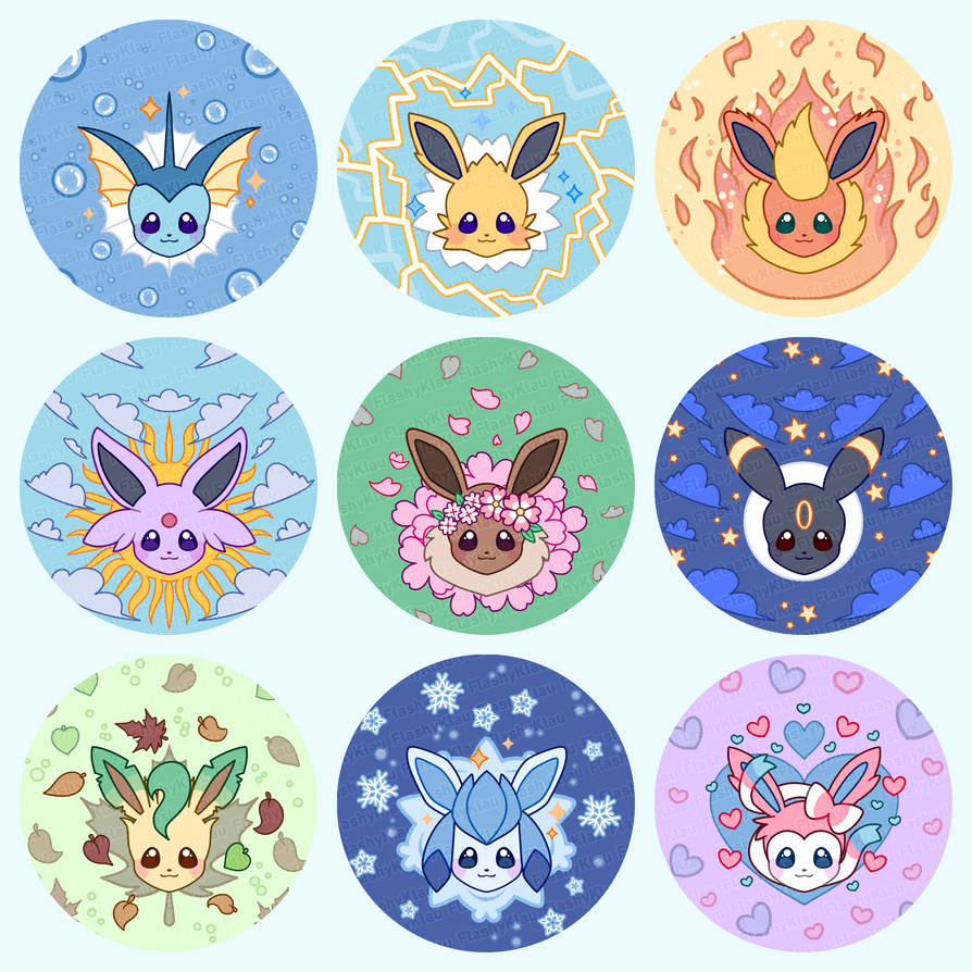Eeveelution Stickers~ by KawaiiKlau on DeviantArt