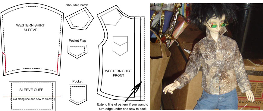 BJD - Western Shirt Pattern