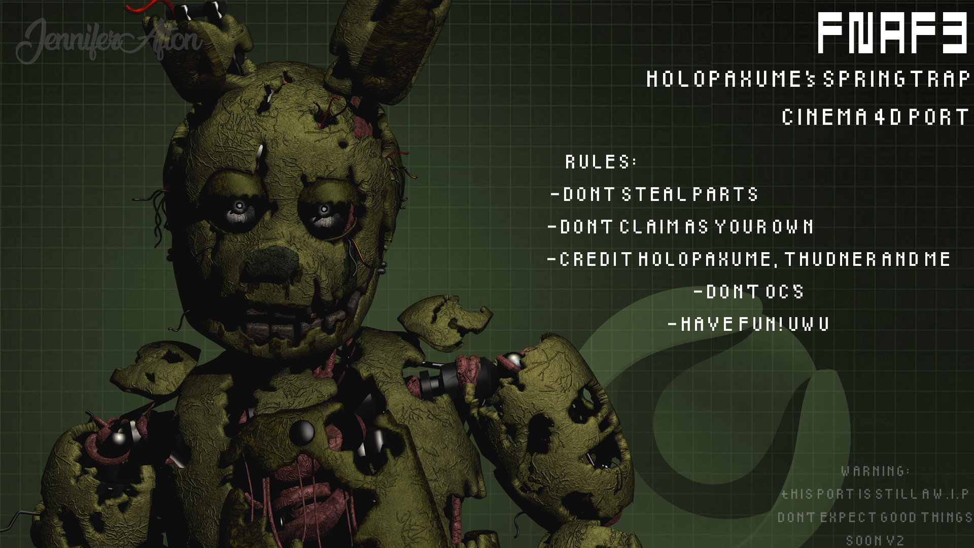 Fixed Springtrap FNaF 3: Holo's Springtrap C4D Release (Fixed Link) by JenniferAfton on ...