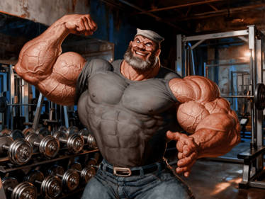 Bluto in his 50's Showing Off