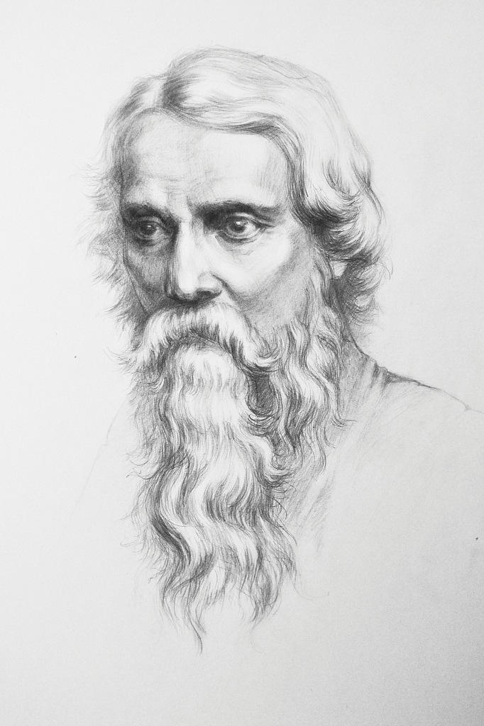 Rabindranath Tagore Pencil Drawing