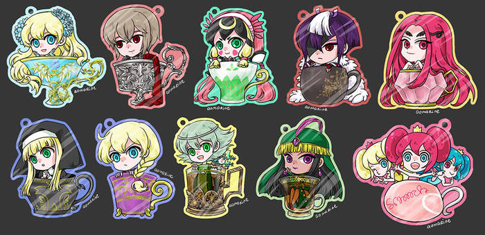 Zektbach and smooooch tea cup charms