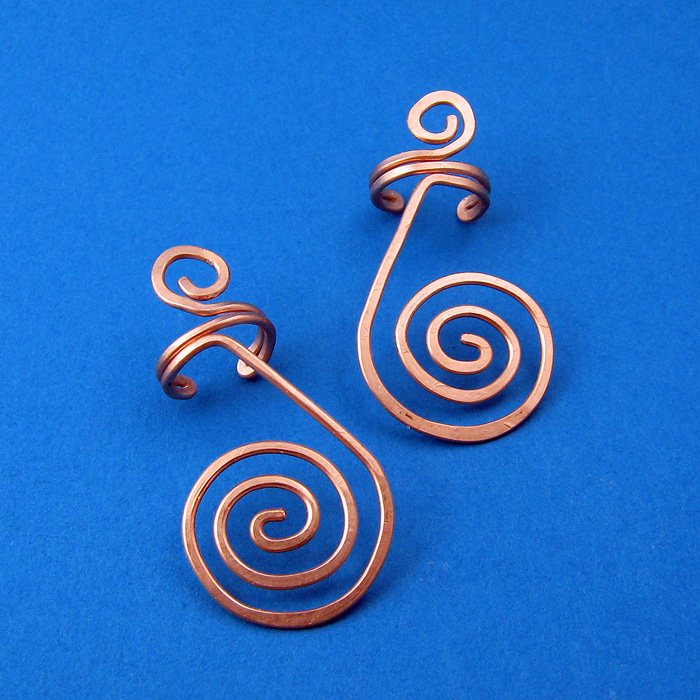 Large Spiral Copper Ear Cuffs