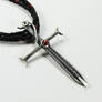 Sterling and Red Crystal Sword Necklace