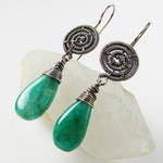 Green Quartz and SS Earrings by Gailavira