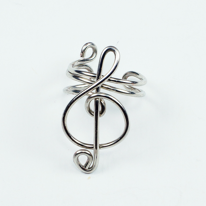 Silver Treble Clef Ear Cuff - Small