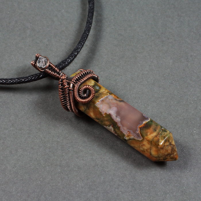 Copper Wrapped Rhyolite Crystal Point