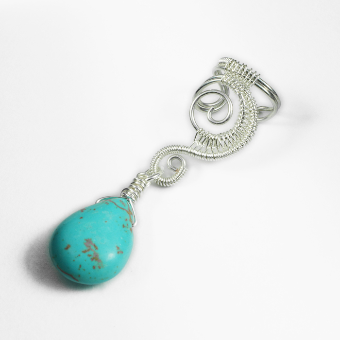 Silver and Turquoise Ear Cuff