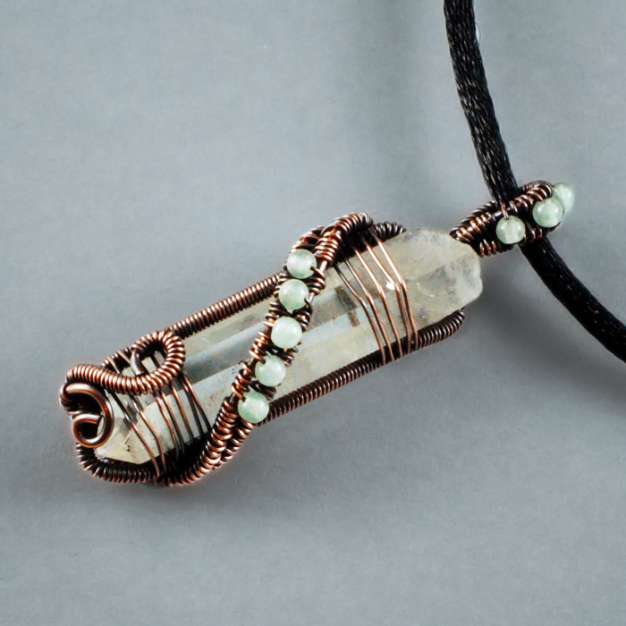 Quartz Crystal Point, Amazonite and Copper