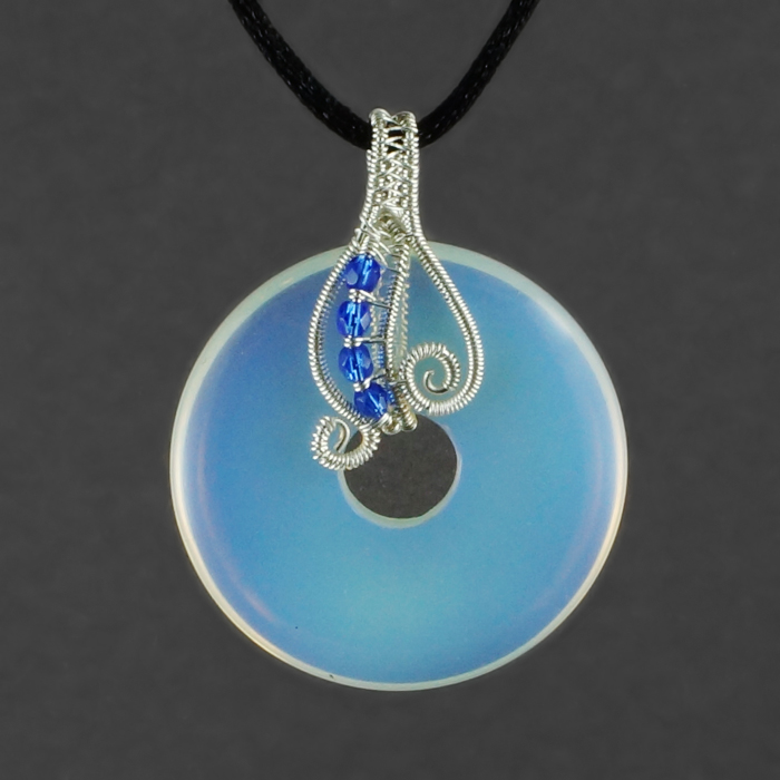 Sterling and Opalite Donut Pendant