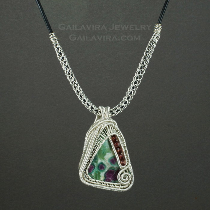 Sterling wrapped Ruby in Fuschite