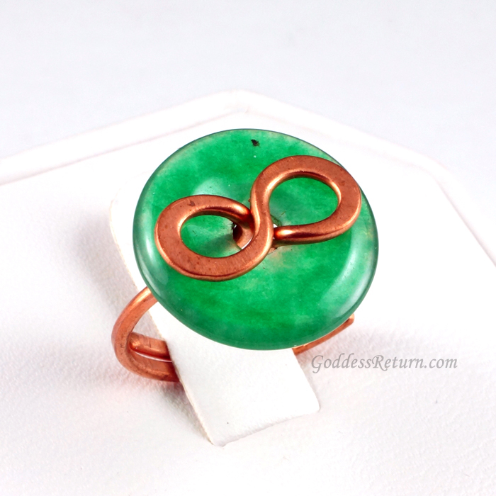 Aventurine and Copper Infinity Ring