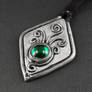 Green Glass and Polymer Clay Filigree Necklace