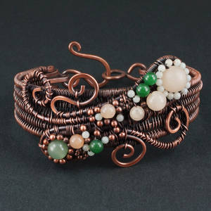 Aventurine, Amazonite and Copper Woven Bracelet