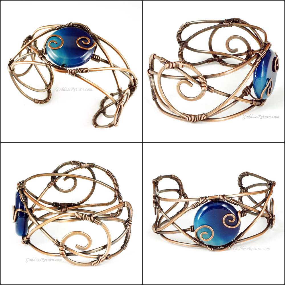 Copper and Blue Agate Cuff Bracelet