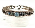 Blue Aventurine and Copper Chain Weave Bracelet by Gailavira