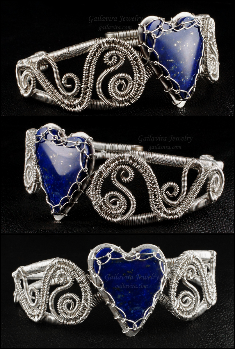 Sterling Silver and Lapis Heart Bracelet