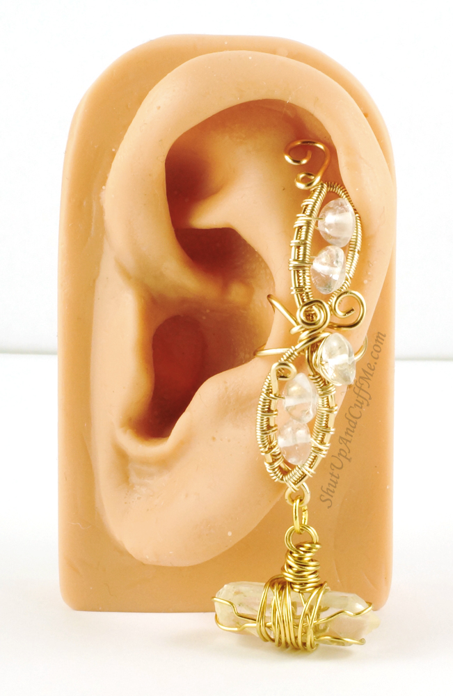 Gold and Quartz Fairy Ear Cuff