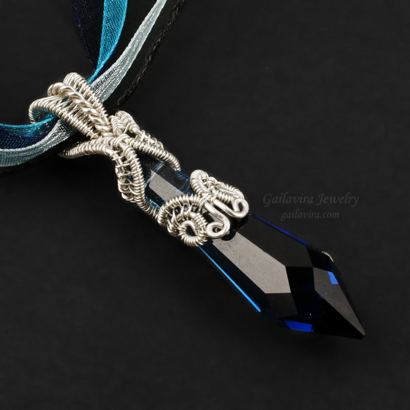 Blue Prism Wrapped in Sterling Silver