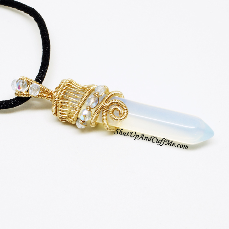 Gold and Opalite Crystal Point Pendant