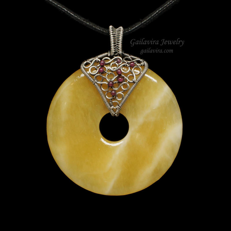 Yellow Calcite, Garnet and Sterling Silver Pendant by Gailavira on ...