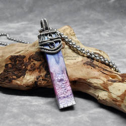 Pink and Purple Resin Wrapped in Sterling Silver