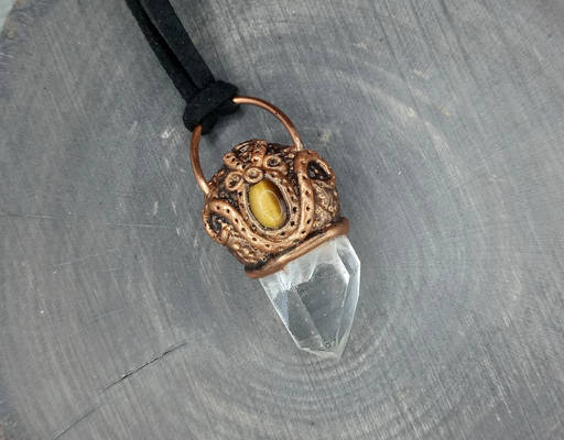 Quartz Crystal and Tiger Eye Necklace