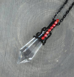 Red, Black and Clear Prism Necklace
