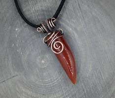Copper and Red Agate Claw Necklace