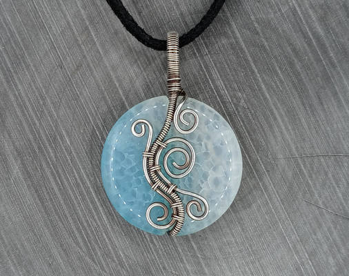 Blue Agate and Sterling Silver Necklace