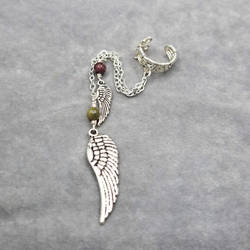 Silver wing ear cuff