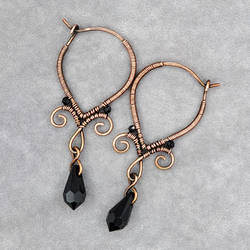 Copper and Black Crystal Earrings