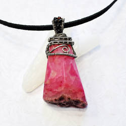 Pink Agate and Sterling Silver Necklace