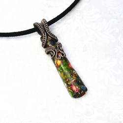 Copper Wrapped Rainbow Stone Necklace