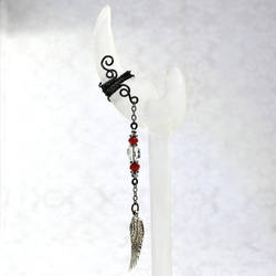 Black Ear Cuff with Angel Wing Charm