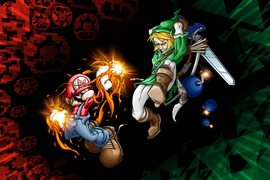 Mario vs Link by pnutink on DeviantArt