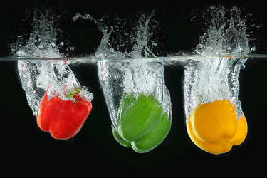 Green Yellow Red Pepper Splash