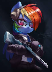 Rainbow Dash with Warden suit